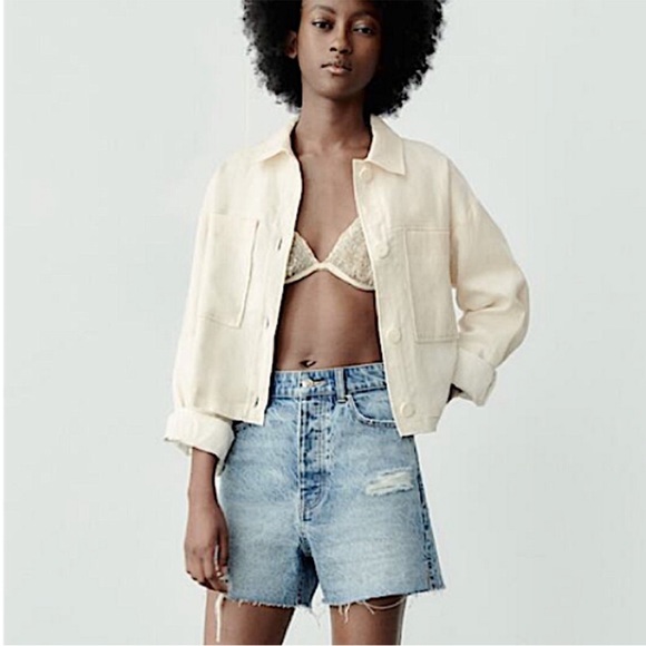 Zara Cropped Button Up Overshirt - Picture 3 of 5